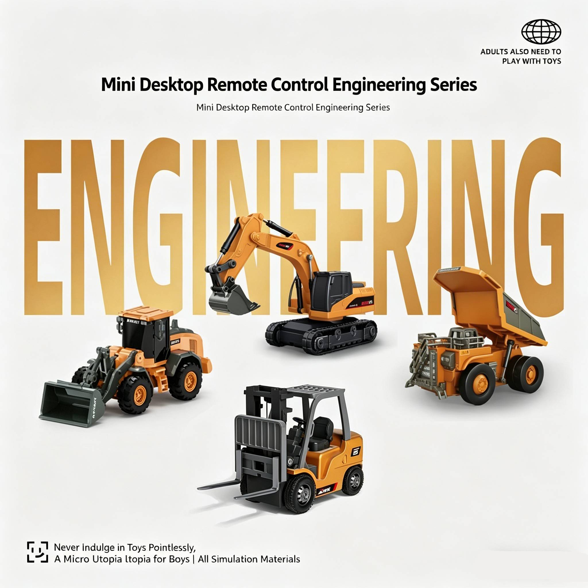 Rc Excavator Hydraulic - 1/64 Mini Uzaktan Kumandalı Buldozer, Forklift,